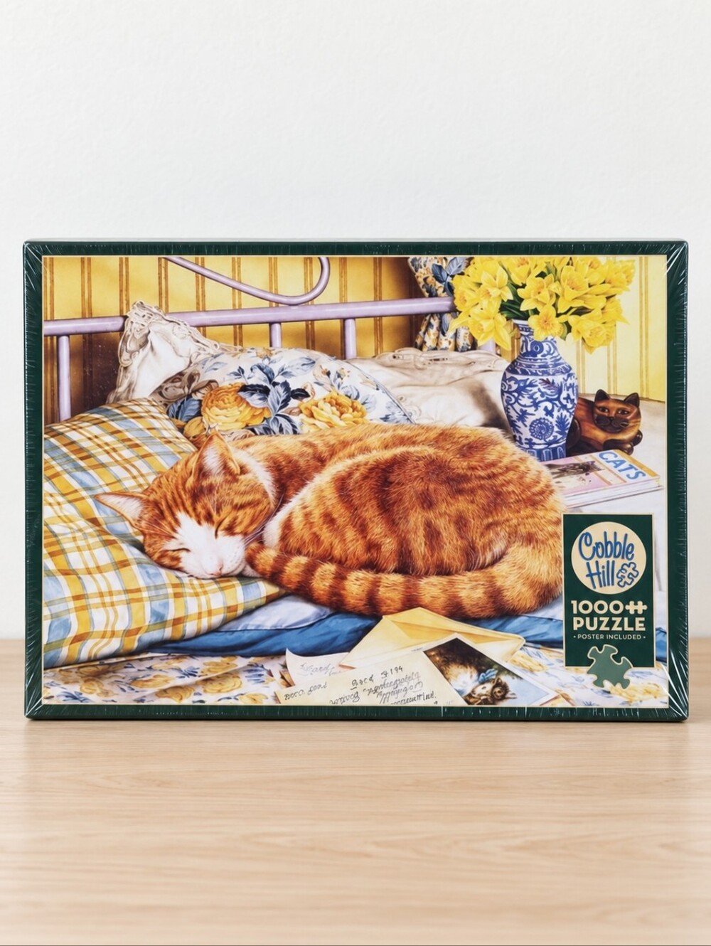JIGSAW PUZZLE Cobble Hill Flora Tabby Cat 1000 Pc Tristram NEW Wrap Torn